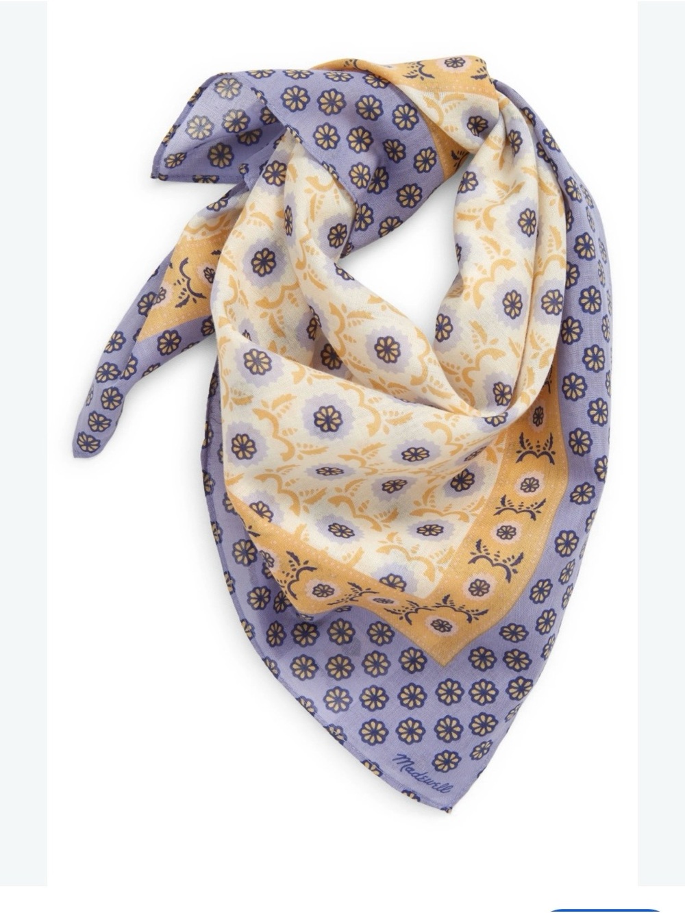 Madewell Floral Bandana Scarf in Lavender and Mustard